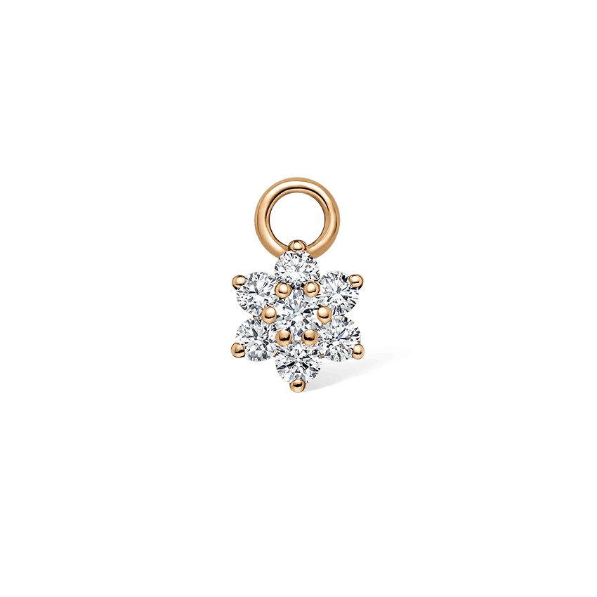 Diamond Flower Charm Rose Gold 4.5mm