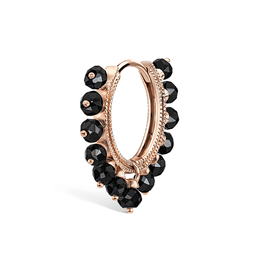 Black Diamond Coronet Hoop Earring Rose Gold 9.5mm