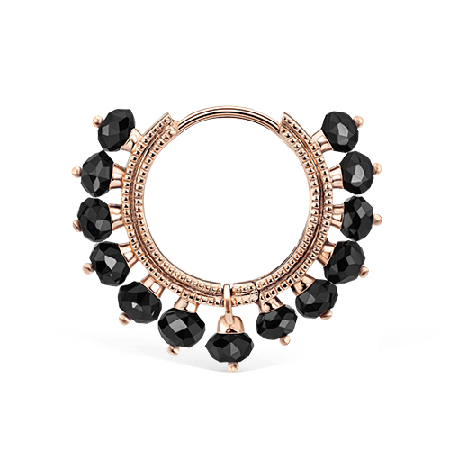 Black Diamond Coronet Hoop Earring Rose Gold 9.5mm