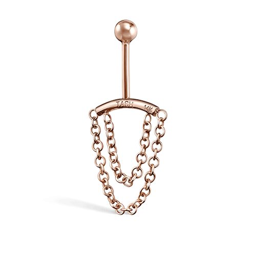Double Chain Drape Rose Gold Vertical