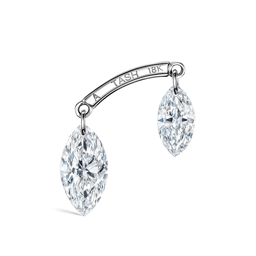 Floating Double Marquise Diamond Drape Threaded Stud Earring