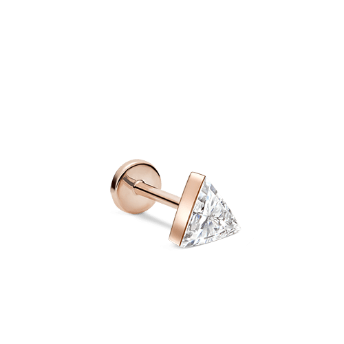 Invisible Set Triangle Diamond Threaded Stud Earring Rose Gold 4mm