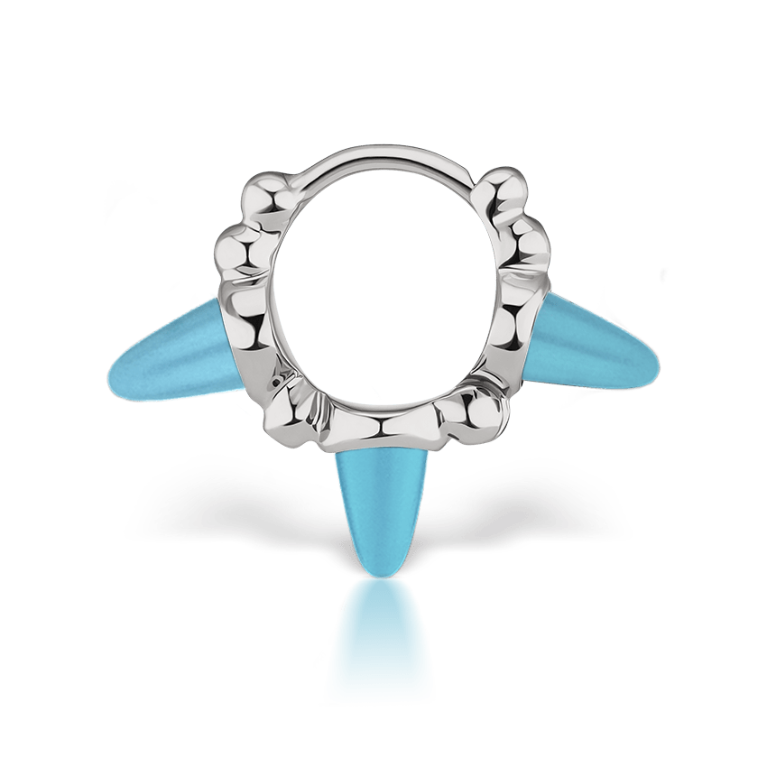 Triple Short Turquoise Spike Granulated Hoop Earring