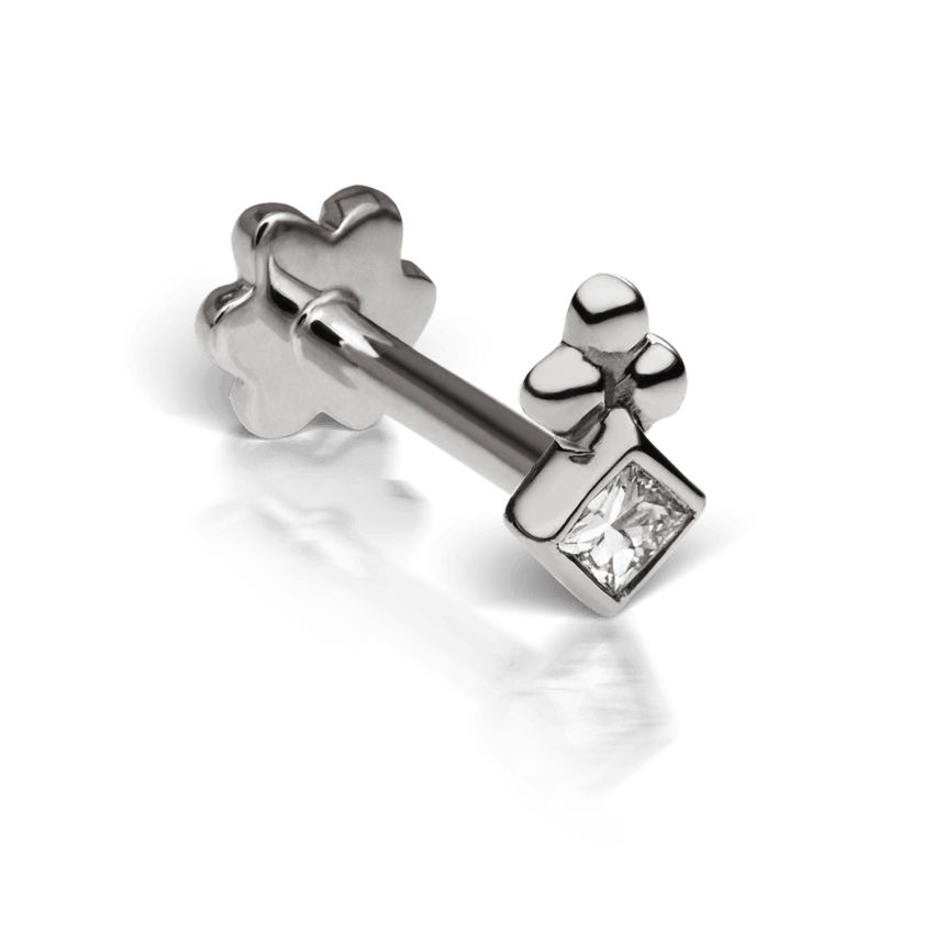 Princess Diamond Ball Trinity Threaded Stud Earring